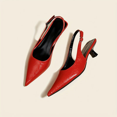 ChicSling™ Sandali Slingback Marroni con Tacco Basso a Punta