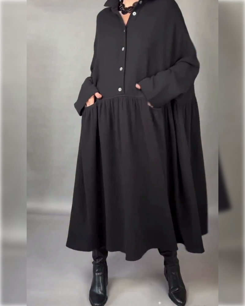 Marielle™ | Abito Oversize A-Line con Colletto a Bottoni