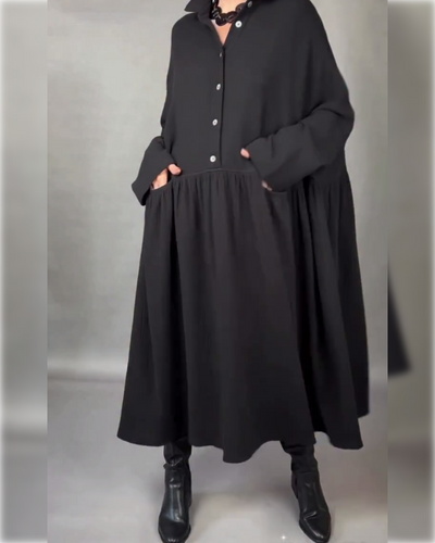 Marielle™ | Abito Oversize A-Line con Colletto a Bottoni