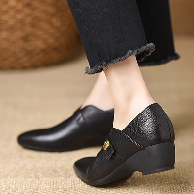 NeroGrace™ Ballerine Eleganti con Cinturino e Tacco Basso
