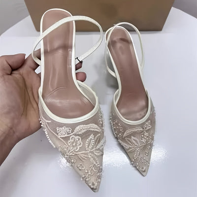 LuceDorata™ Mules Eleganti con Punta Champagne e Tacco Alto