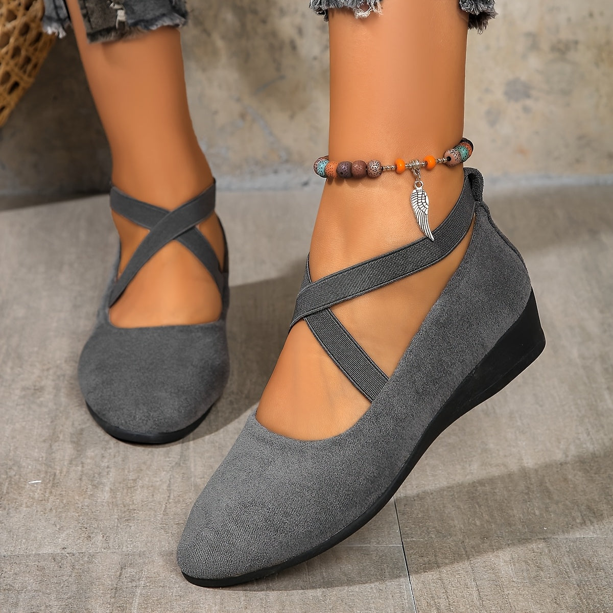EleganStep™ Ballerine Eleganti Nere con Cinturini Elastici