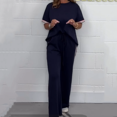Virella™ – Completo con T-shirt a Righe Laterali e Pantaloni a Gamba Larga