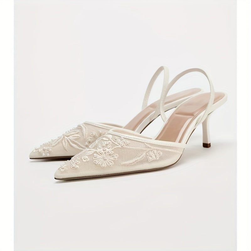 LuceDorata™ Mules Eleganti con Punta Champagne e Tacco Alto