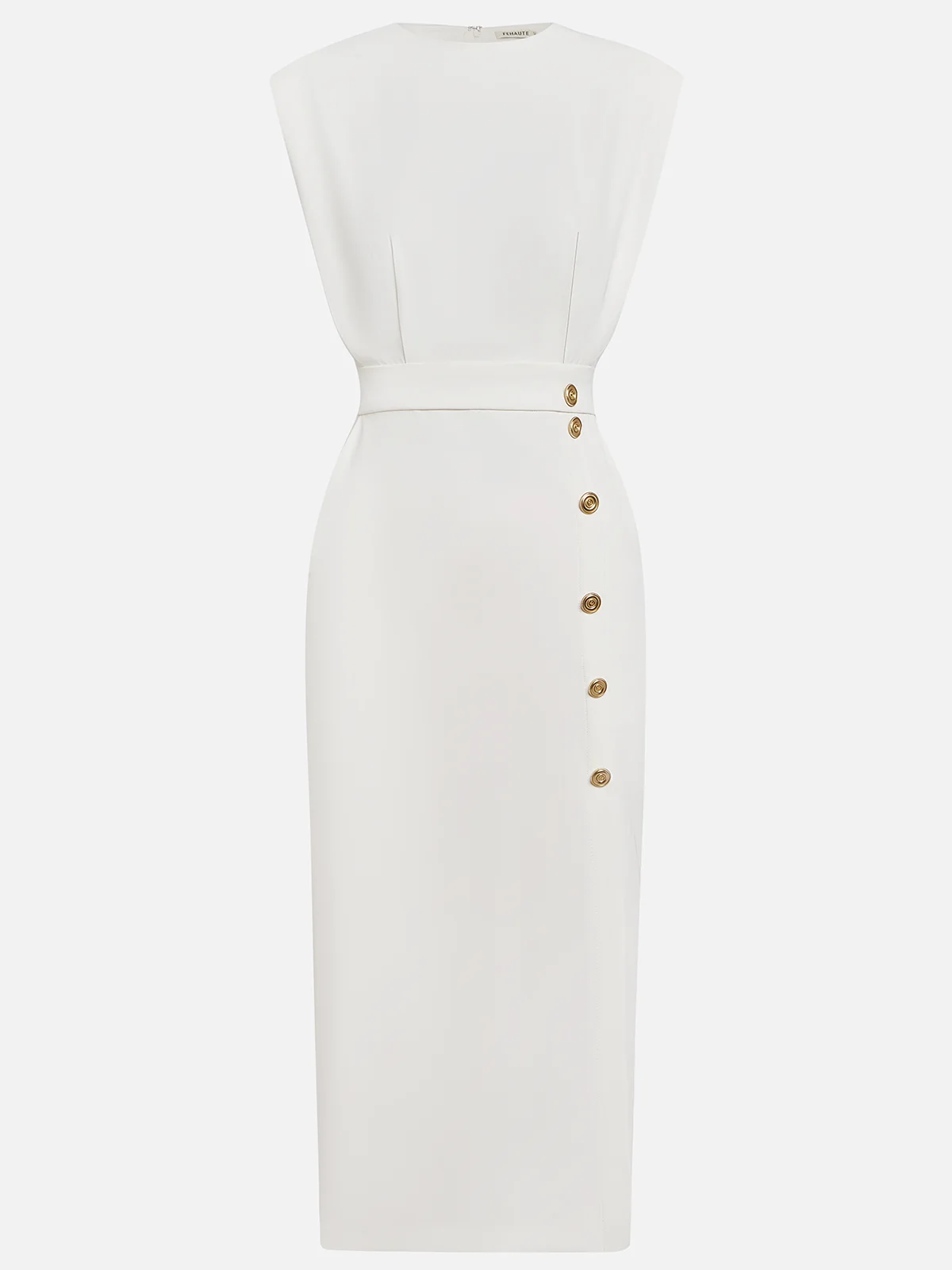 Elowen™ | Abito Midi Elegante con Spacco e Scollo Rotondo