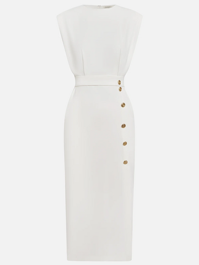 Elowen™ | Abito Midi Elegante con Spacco e Scollo Rotondo