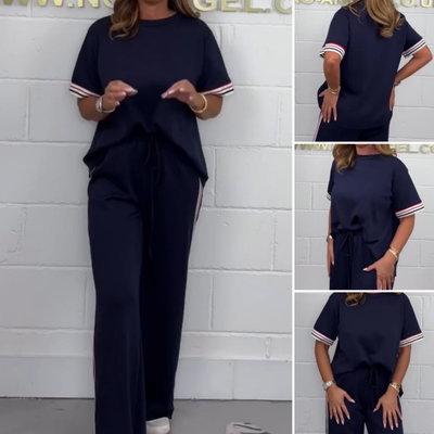 Virella™ – Completo con T-shirt a Righe Laterali e Pantaloni a Gamba Larga