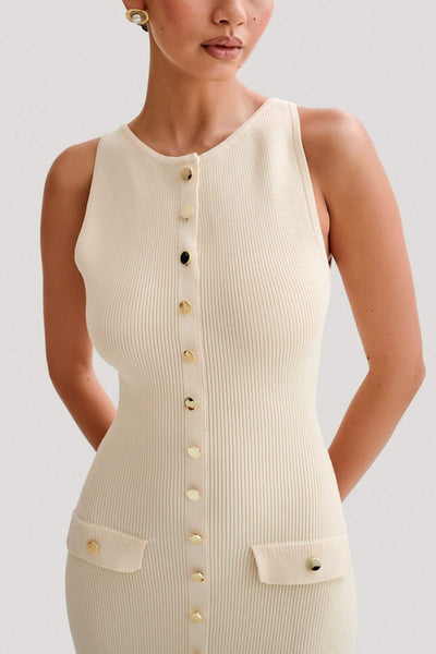 Fiona | Gebreide Mouwloze Maxi-jurk