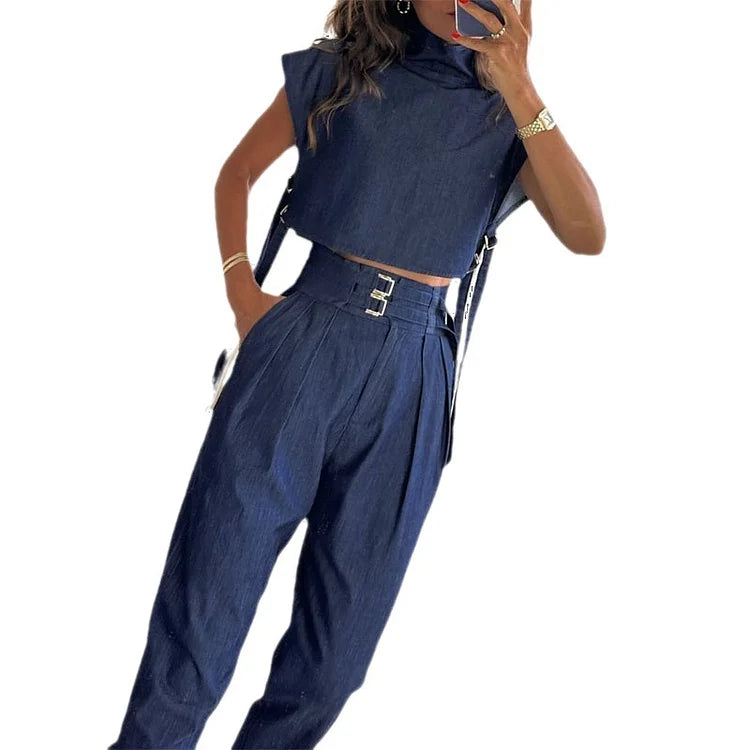 Lunaira™ | Ensemble Décontracté à Col Roulé et Pantalon Taille Haute