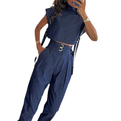 Lunaira™ | Ensemble Décontracté à Col Roulé et Pantalon Taille Haute