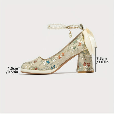 OrientCharm™ Mary Jane con Tacco Largo Ispirazione Cheongsam