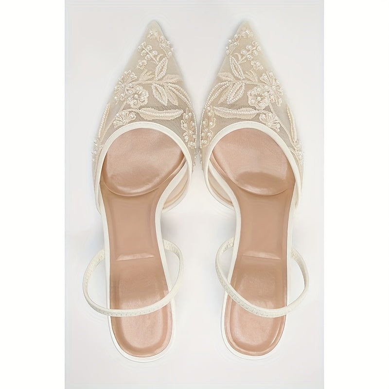 LuceDorata™ Mules Eleganti con Punta Champagne e Tacco Alto