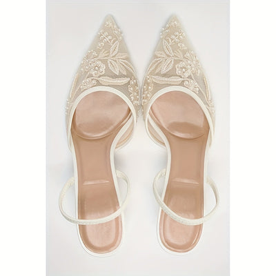 LuceDorata™ Mules Eleganti con Punta Champagne e Tacco Alto