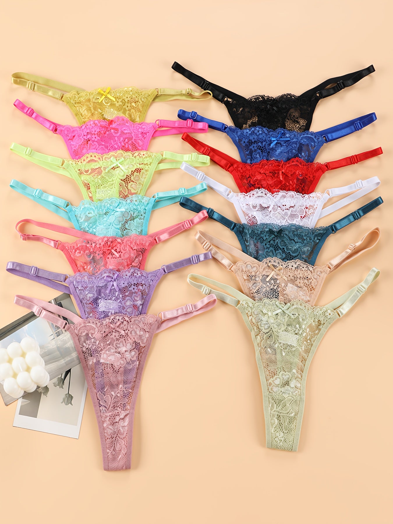 LaceBloom™ Set 14 Tanga in Pizzo a Vita Bassa