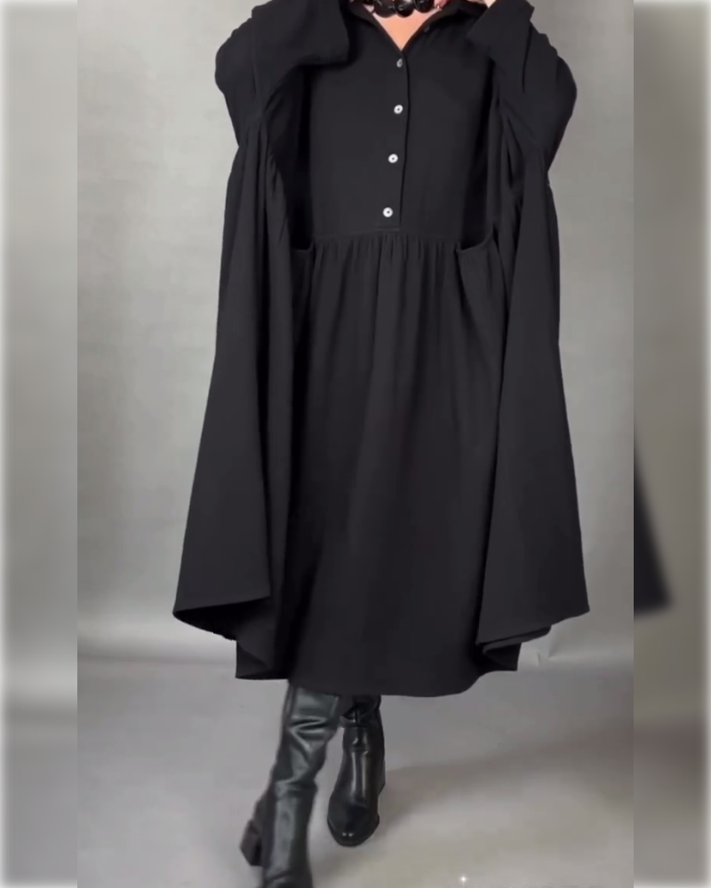 Marielle™ | Abito Oversize A-Line con Colletto a Bottoni