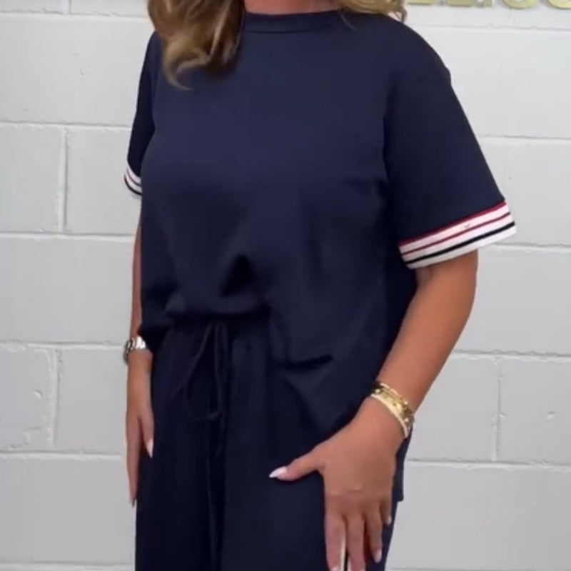 Virella™ – Completo con T-shirt a Righe Laterali e Pantaloni a Gamba Larga
