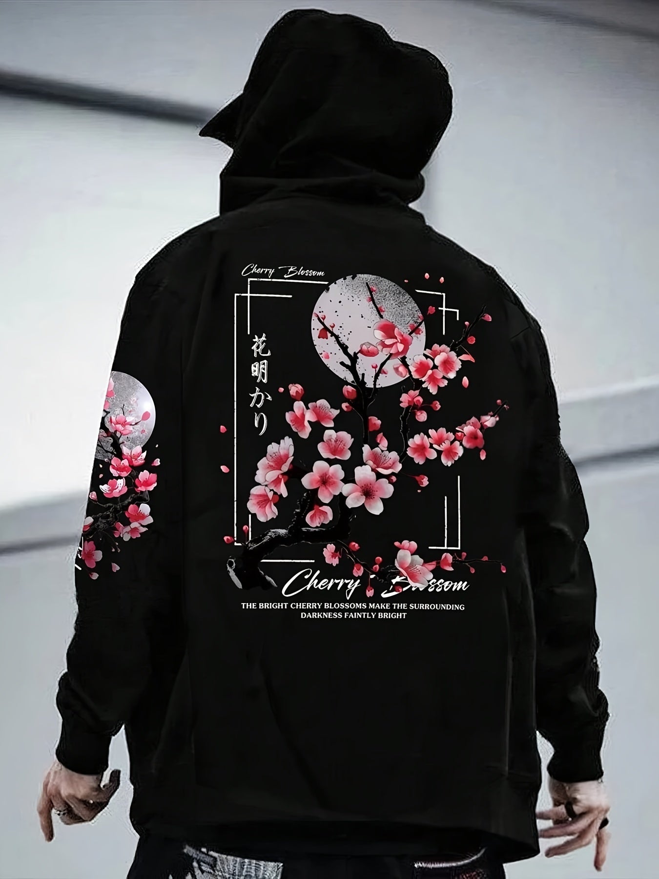 Sakura™ Felpa con Cappuccio Uomo Grafica Fiori di Ciliegio