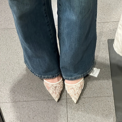 LuceDorata™ Mules Eleganti con Punta Champagne e Tacco Alto