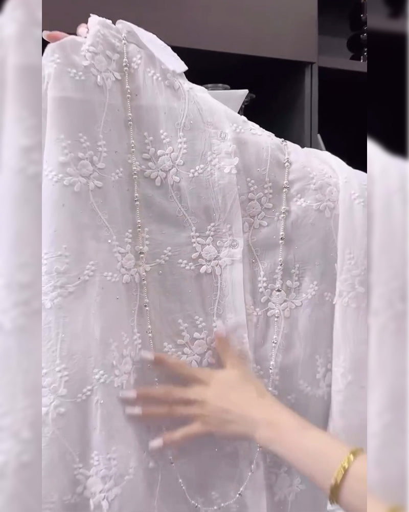 Isabella™ Camicia Ricamata a Spalle Cadenti