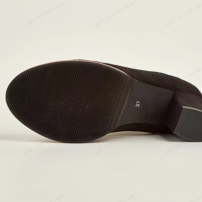 Britannia™ Scarpe Stringate Retro Nere Opache con Tacco Medio