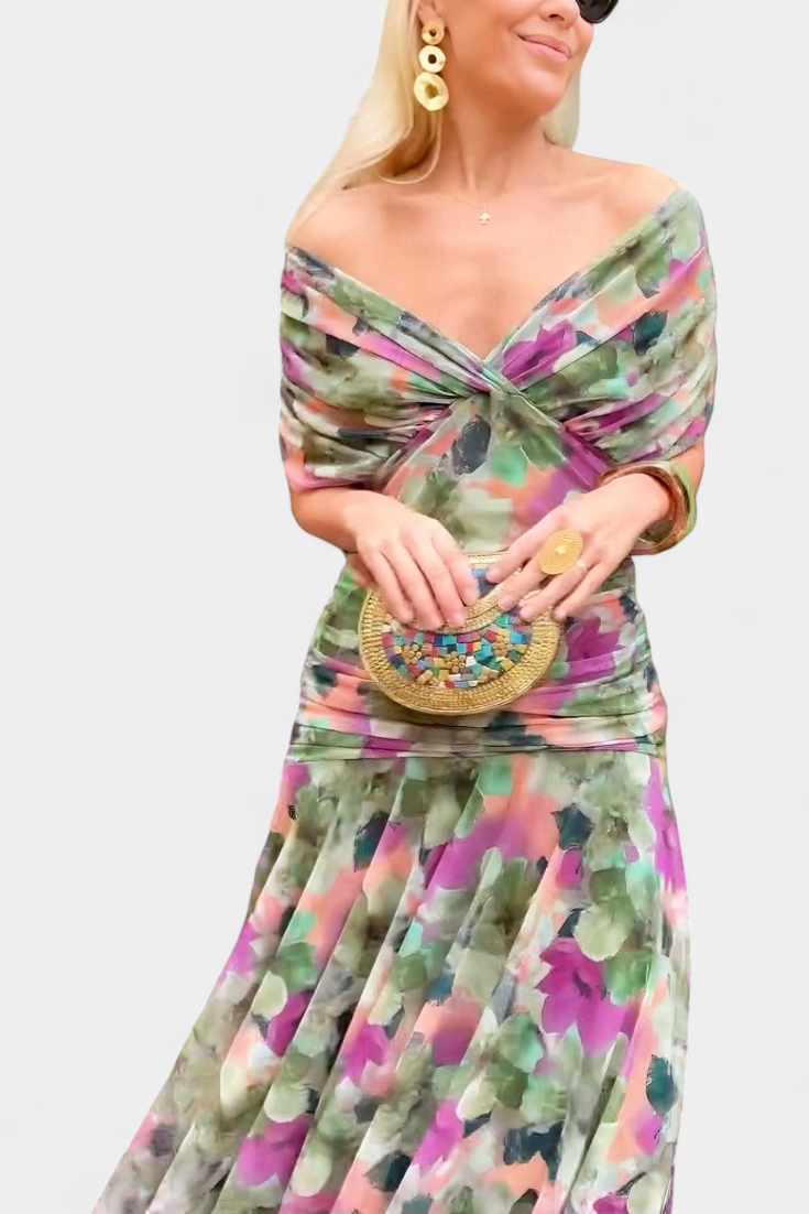 Alondra™ Abito Lungo Floreale con Scollo a V