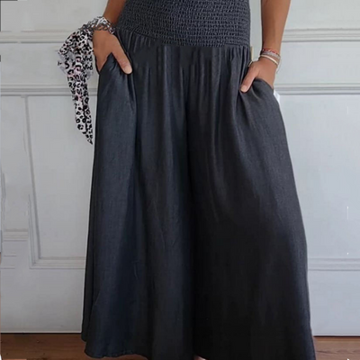 AltaVogue™ Pantaloni Donna a Gamba Larga con Vita Alta e Tasche