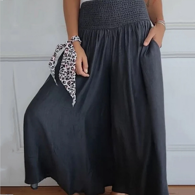 AltaVogue™ Pantaloni Donna a Gamba Larga con Vita Alta e Tasche