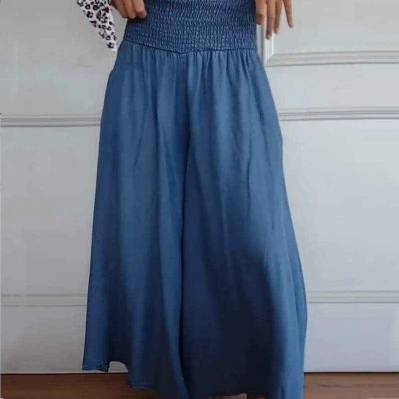 AltaVogue™ Pantaloni Donna a Gamba Larga con Vita Alta e Tasche