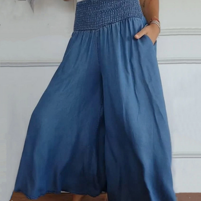 AltaVogue™ Pantaloni Donna a Gamba Larga con Vita Alta e Tasche
