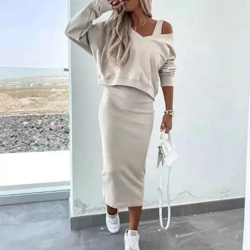 DuoChic™ Set 2 Pezzi: Abito Senza Maniche + Pullover V-Neck