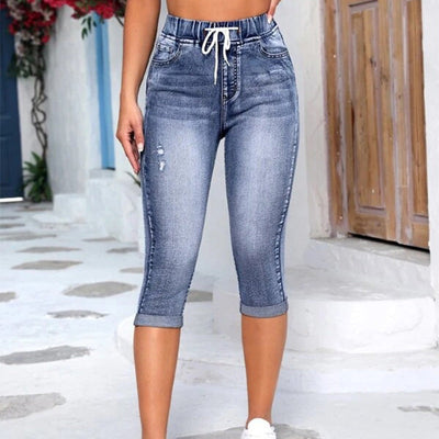 AltaEase™ Jeans Donna Casual a Vita Alta con Coulisse
