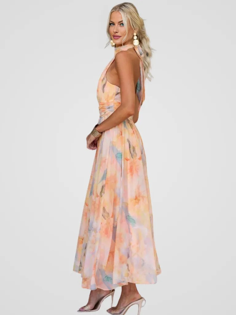 Abito Fiorella – Midi Elegante con Scollo Incrociato